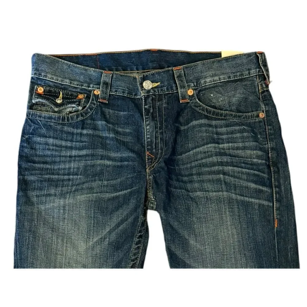 TRUE RELIGION NEW Ricky Relaxed Straights Men’s Jeans Size 36 X 35 Medium Wash